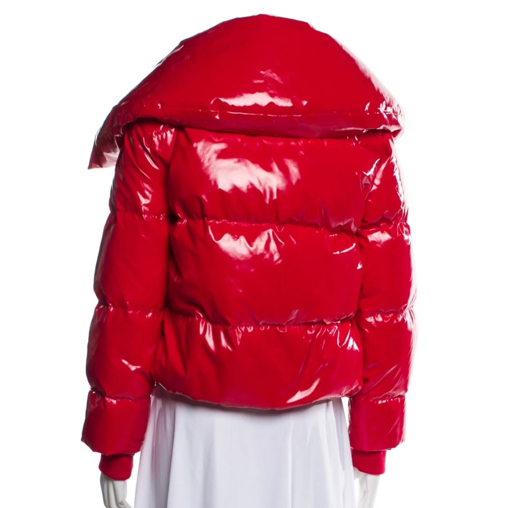 Alice + Olivia Glossy Red Puffer Jacket - Picture 4 of 15